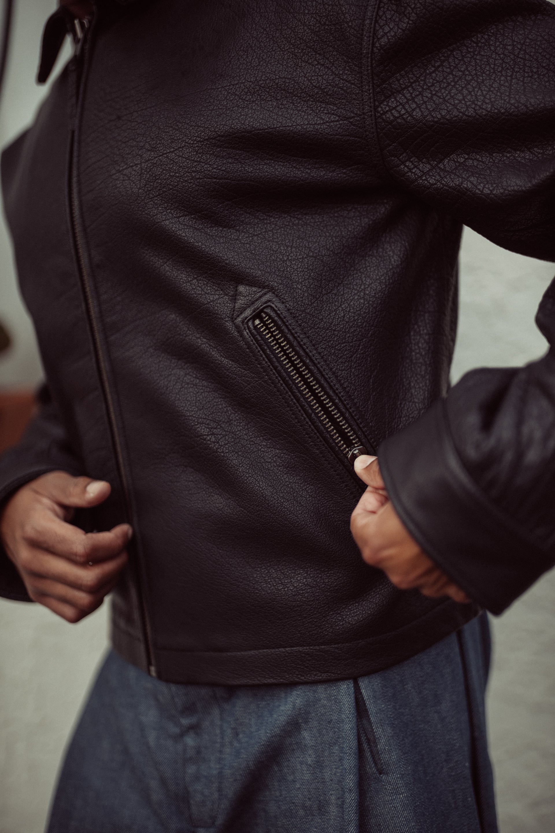 Edd Cropped Leather Jacket.