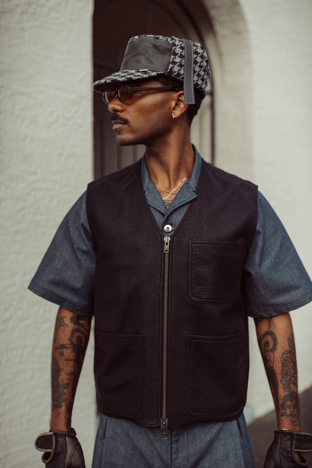 Edd Cropped Leather Workwear Vest