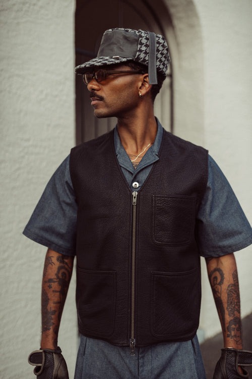 Edd Cropped Leather Workwear Vest