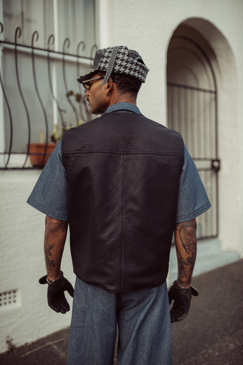 Edd Cropped Leather Workwear Vest