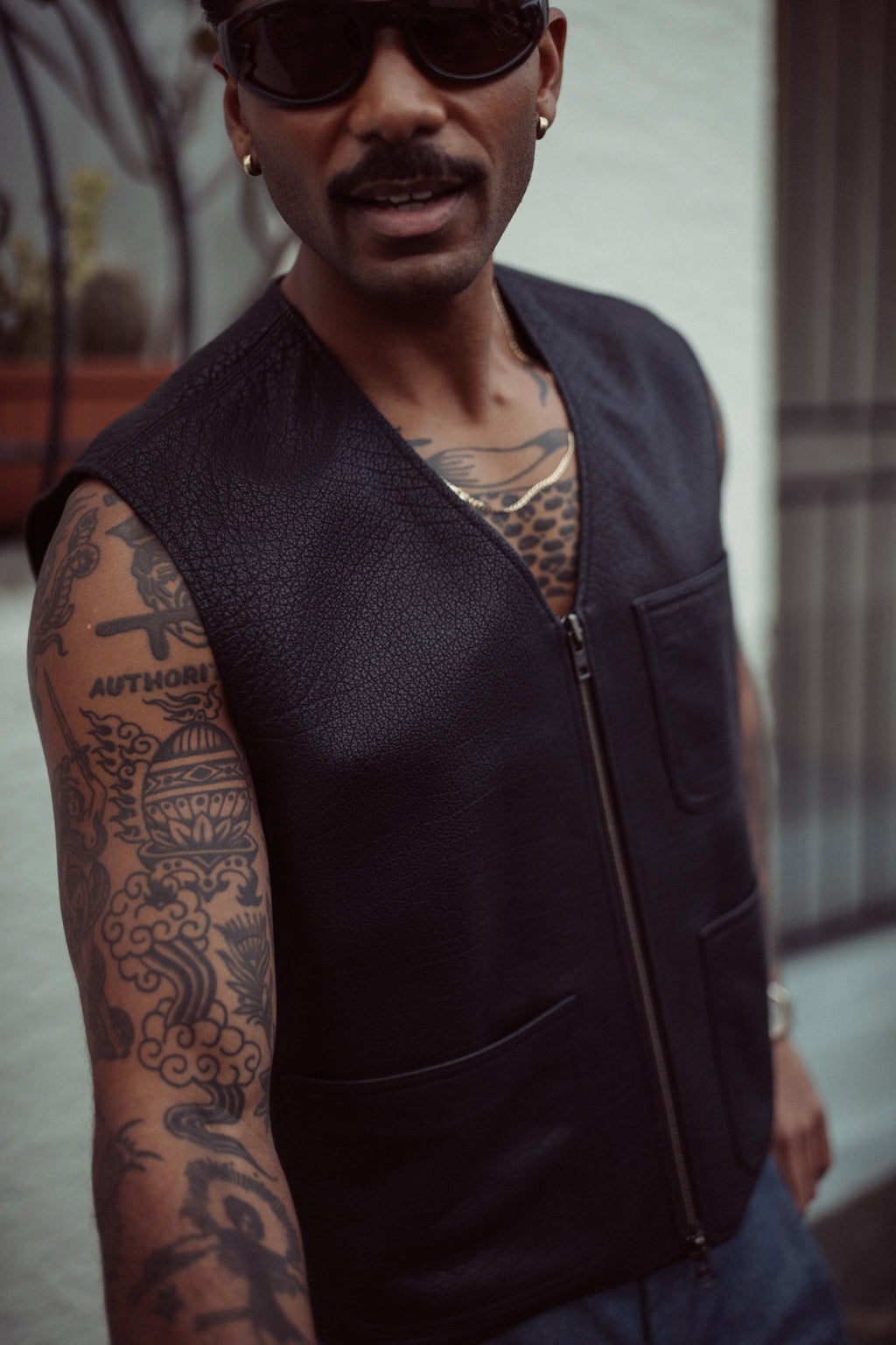 Edd Cropped Leather Workwear Vest