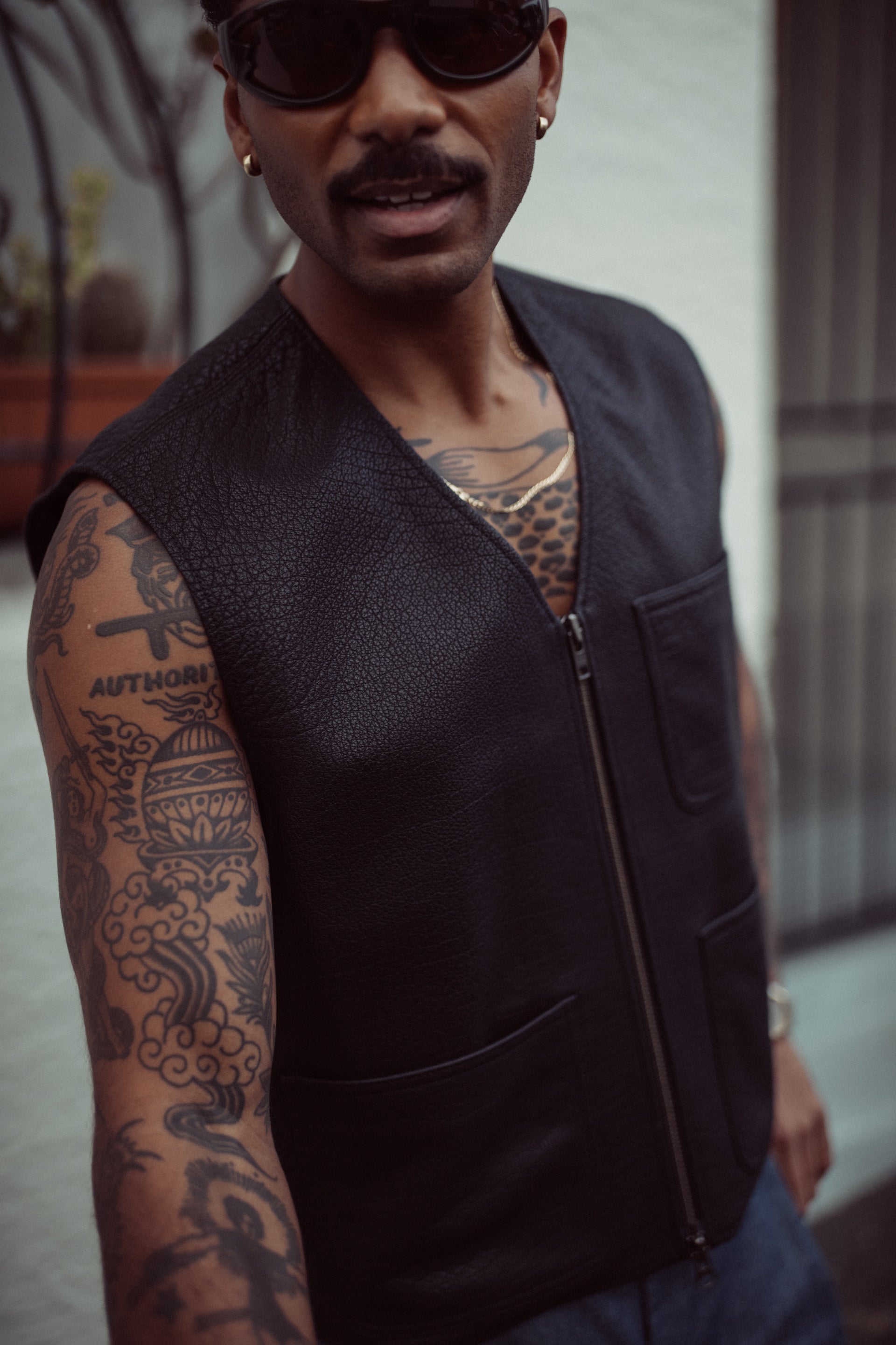 Edd Cropped Leather Workwear Vest